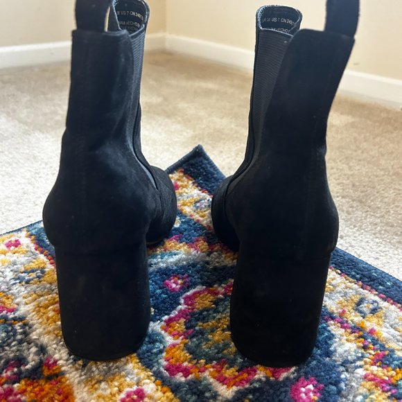 H&M Black Chunky Heel Suede Black Boots - Picture 4 of 6